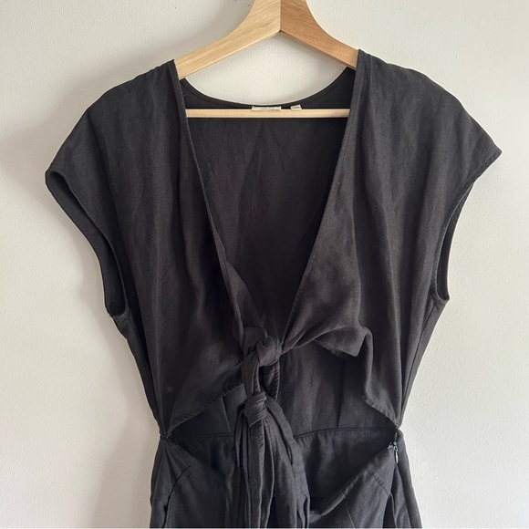 Aritzia Wilfred Ecoulement Open Tie Back Linen Jumpsuit Black sz 2 - Picture 8 of 10
